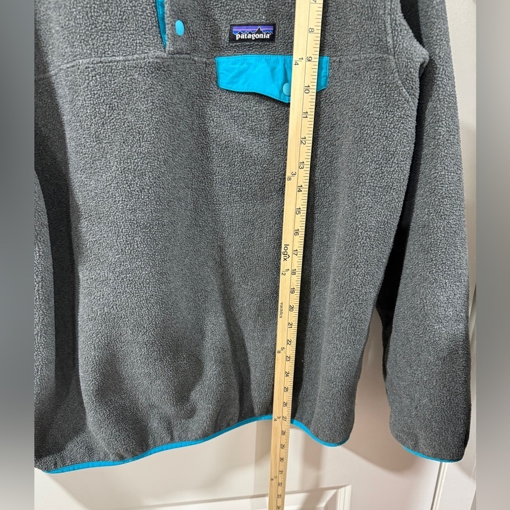 Patagonia Synchilla Snap-T Fleece Pullover Women’s XL Gray Teal Classic Logo - Picture 7 of 12